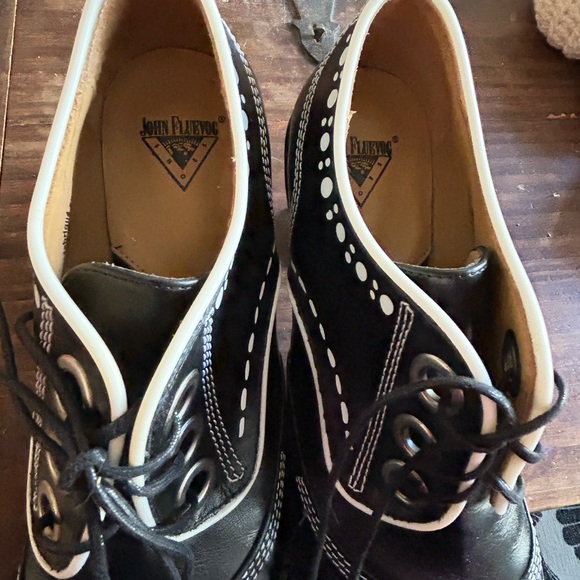 John Fluevog Black and White Heeled Boots - Picture 2 of 6